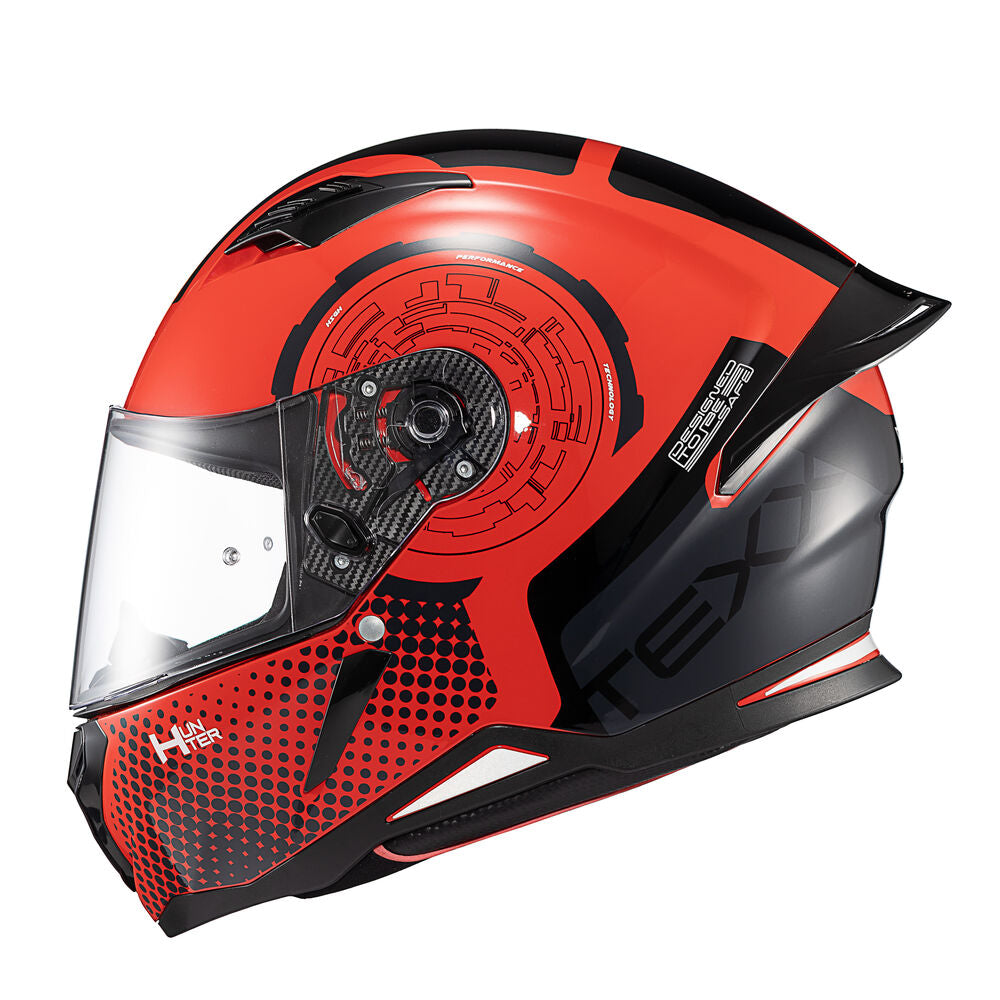 Capacete Texx Fechado Hunter Draco Preto Vermelho e Cinza Brilho – foto 2