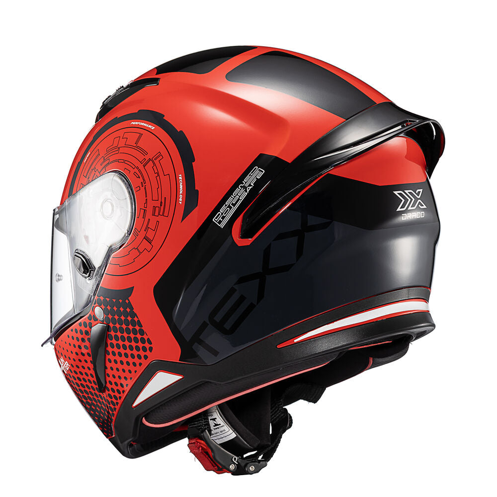Capacete Texx Fechado Hunter Draco Preto Vermelho e Cinza Brilho – foto 3