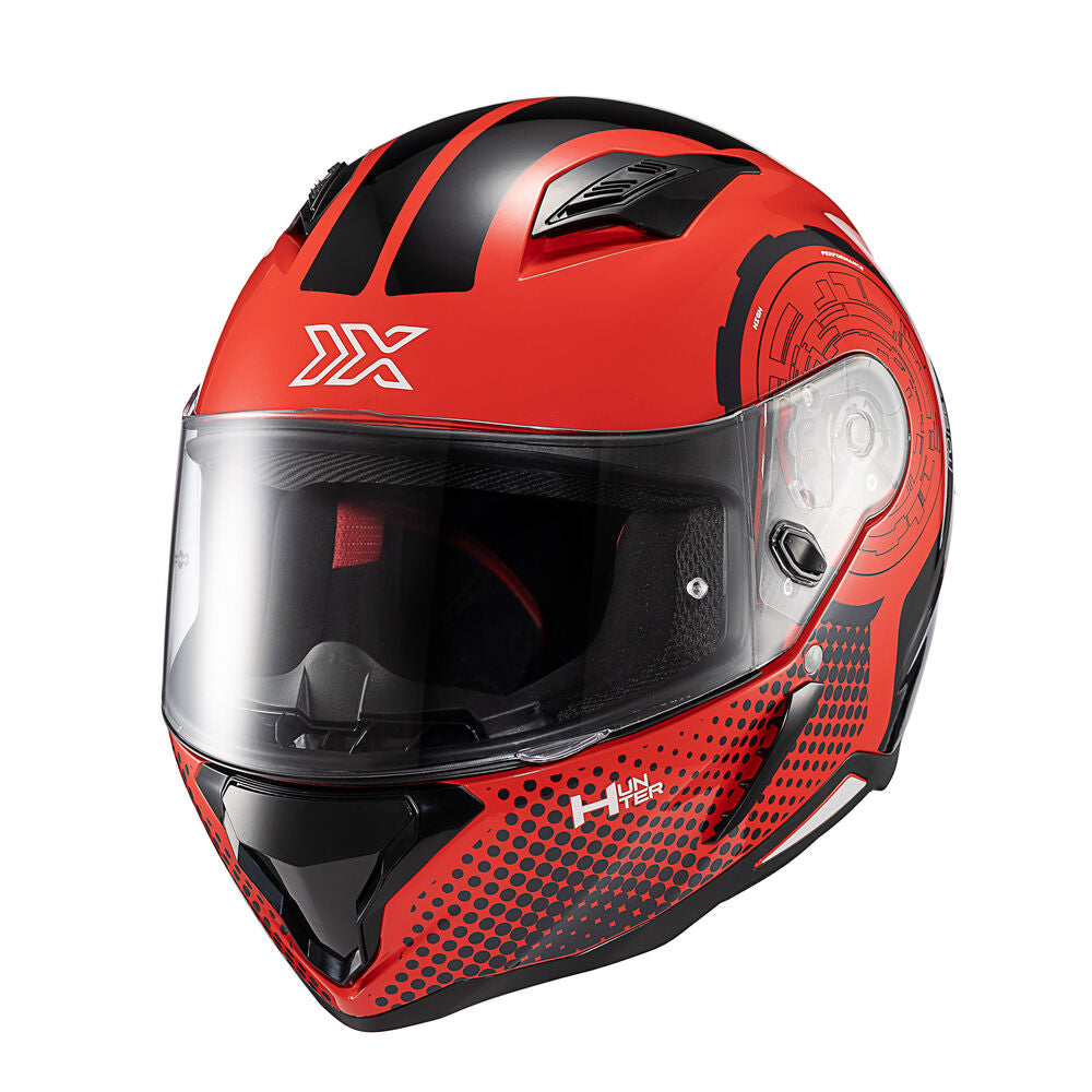 Capacete Texx Fechado Hunter Draco Preto Vermelho e Cinza Brilho – foto 5