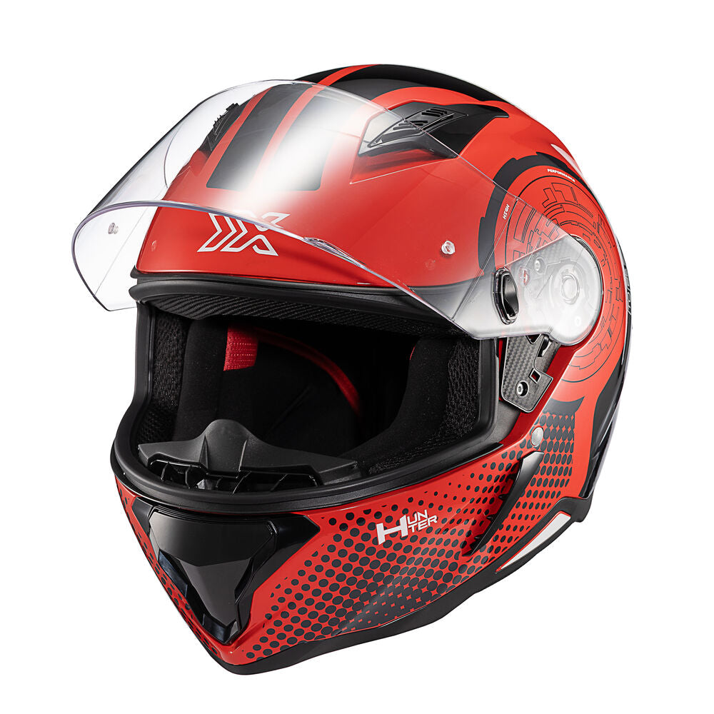 Capacete Texx Fechado Hunter Draco Preto Vermelho e Cinza Brilho – foto 6
