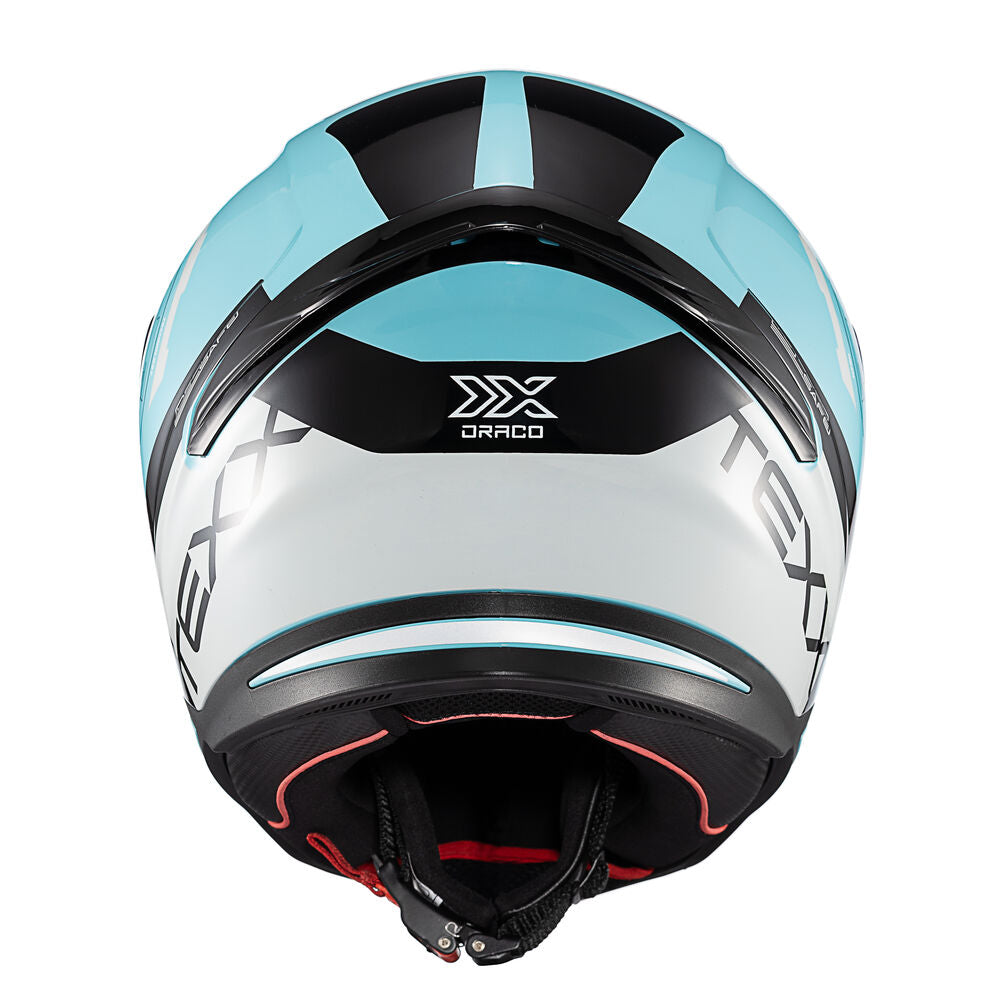 Capacete Texx Fechado Hunter Draco Preto Azul Tiffany Branco e Cinza Brilho – foto 4