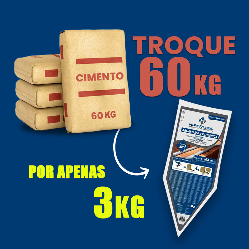 Kit 5 Argamassa Polimérica Hiper Liga 3kg Blocos E Tijolos