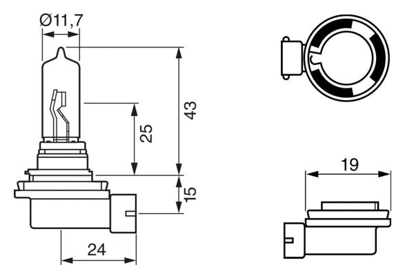 Lâmpada H9 12v 65w Pure Light Bosch 1987302082 Volvo XC90/XC70/V50/XC60/V60/V40/C70/V70/S80/S90/S60/S40/C30, Nissan Kicks/GT-R