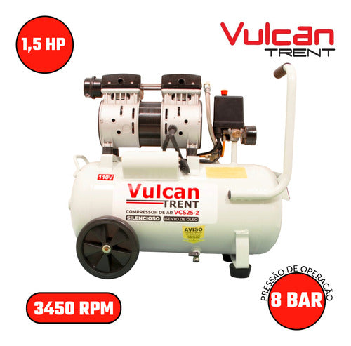 Compressor De Ar 25 Litros 1,5hp 220v Silencioso Vulcan