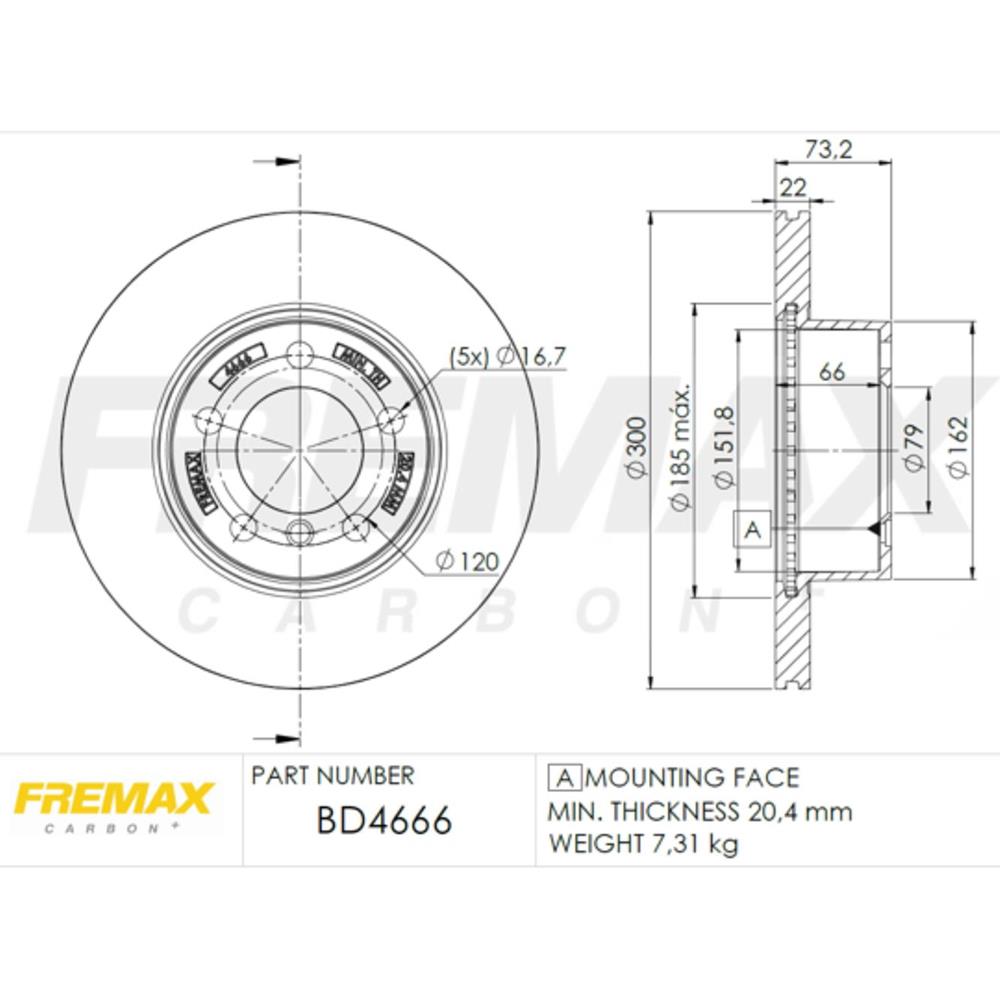 Disco de Freio Ventilado Dianteiro Fremax BD4666 Caixa com 2 Bmw Serie 3/Serie 1/Serie 4