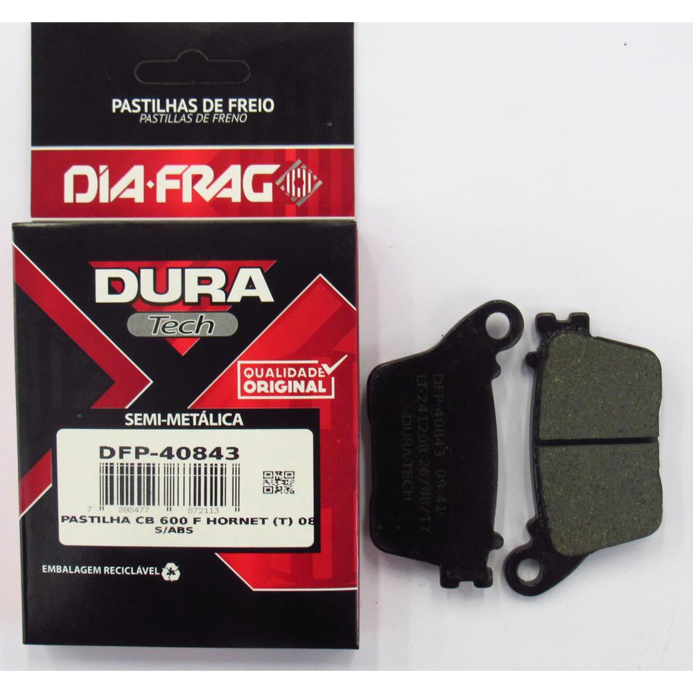 Pastilha de Freio Dia-frag DFP-40843 Honda CBR 600RR/CBR 1000RR/CB 600F Hornet, Suzuki GSX-R 1000