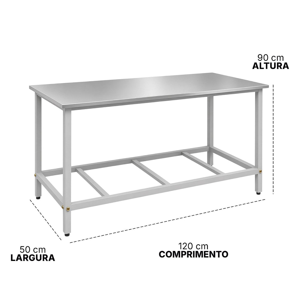 Mesa de Bancada Inox Saro MI120 120x50 cm com Prateleira