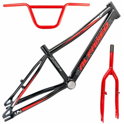 Quadro 16 Alfameq, Alumínio 6061, Azul, Brilhante, com Garfo e Guidão, Aço, Rosa, para Freio V-brake – Jogo – foto 1