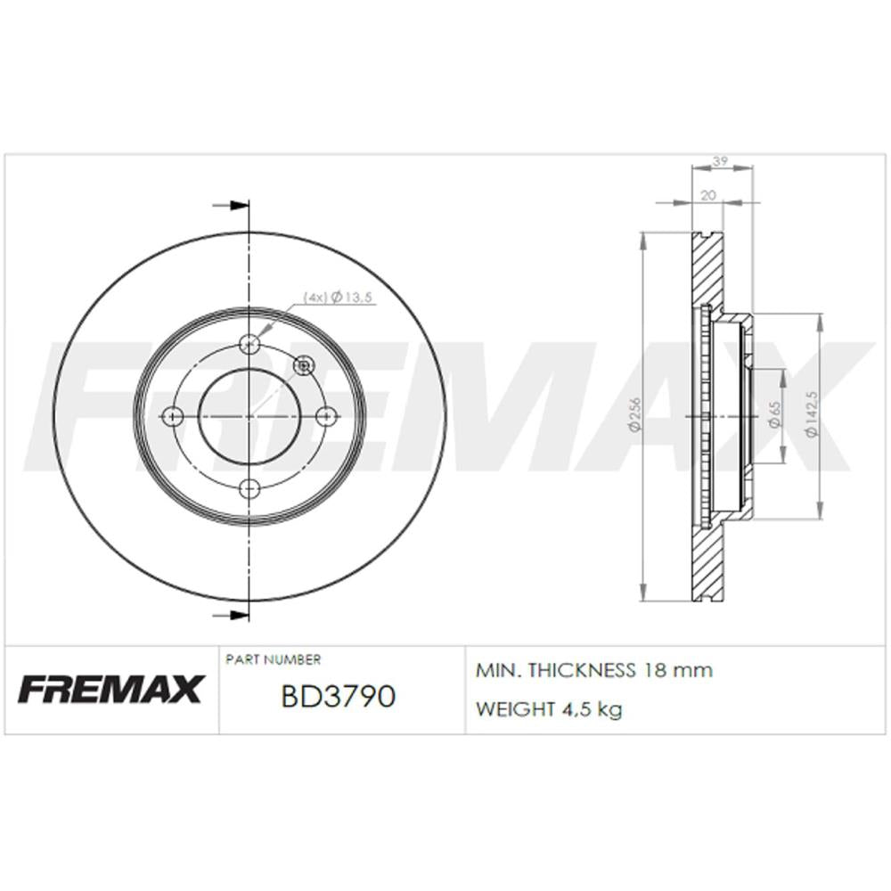 Disco de Freio Ventilado Dianteiro Fremax BD3790 Caixa com 2 VW Gol/Golf/Passat/Santana/Saveiro/Parati/Passat Variant/Quantum/Polo Classic/Van