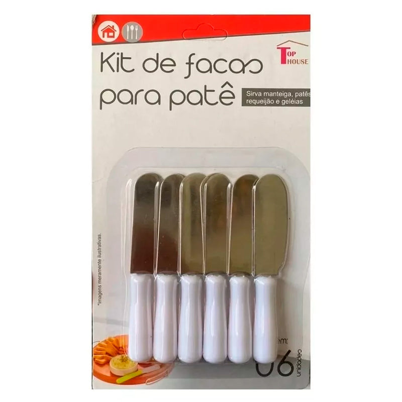 Kit Espátula Top House 6 Peças Metal Curva Pate Manteiga