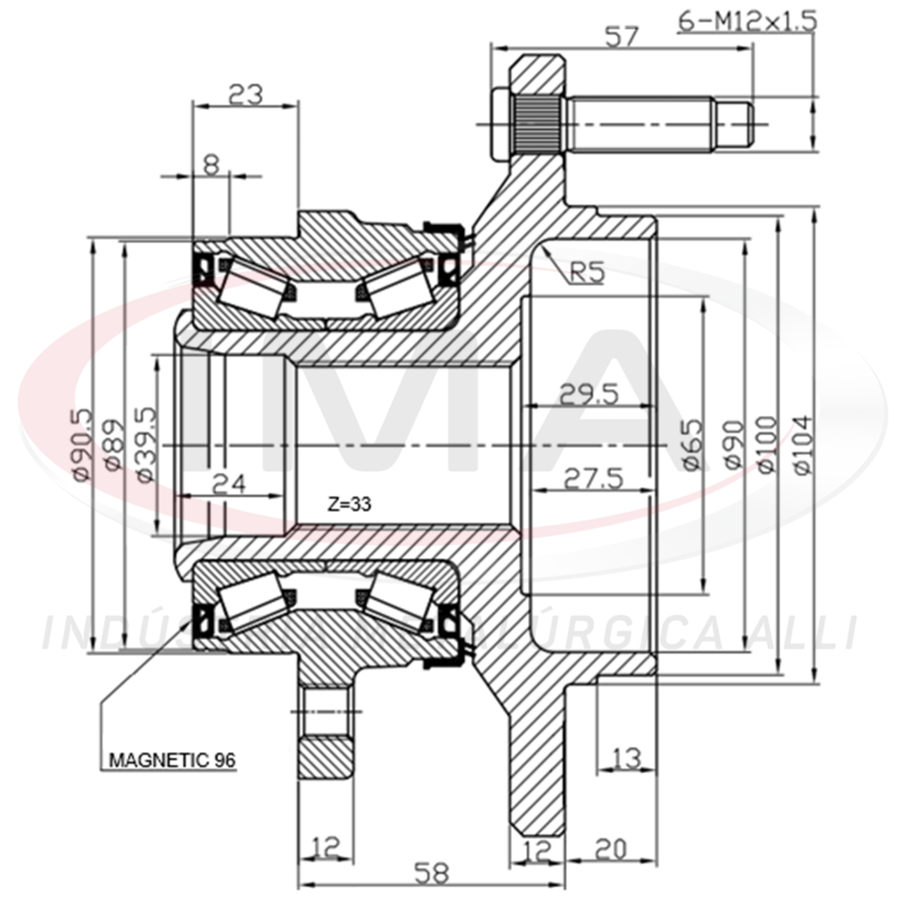 Cubo de Roda Dianteiro Forj 33 Dentes 6 Furo Ima AL-174 GM S10/Trailblazer