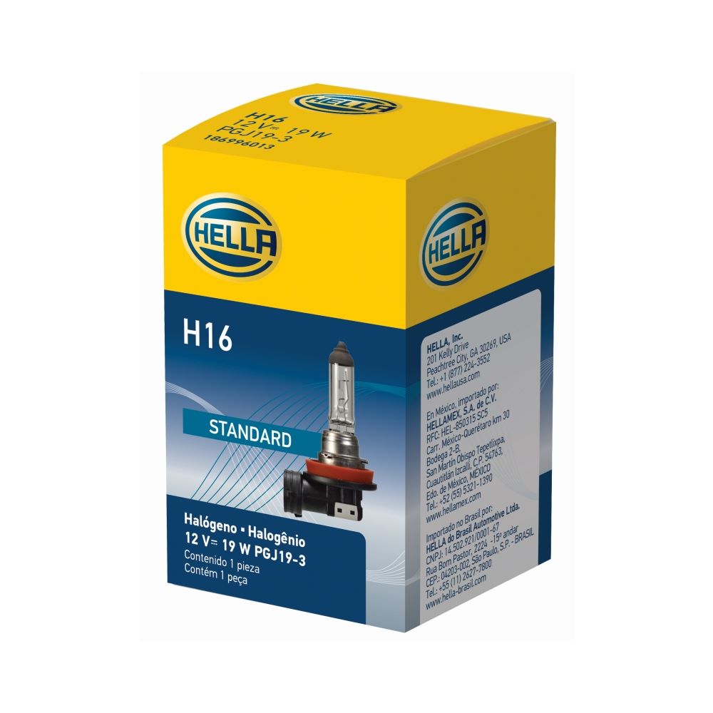 Lâmpada 12v 19w Pgj19-3 H16 Hella H16 Universal Motos/Ônibus/Máquinas Agrícolas/Caminhões/Automovéis e Utilitários Leves
