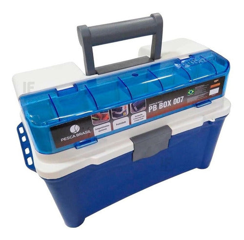 Maleta Box Para Pesca Caixa Pescador Pesca Brasil Pb007 Azul