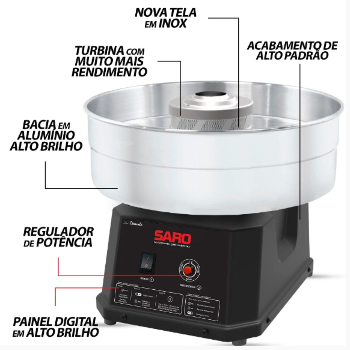 Maquina De Algodao Doce Profissional Inox Ad Bivolt Saro