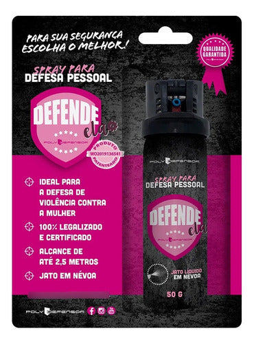 Spray Defesa Pessoal Em Névoa Poly Defensor Defende Ela 50g