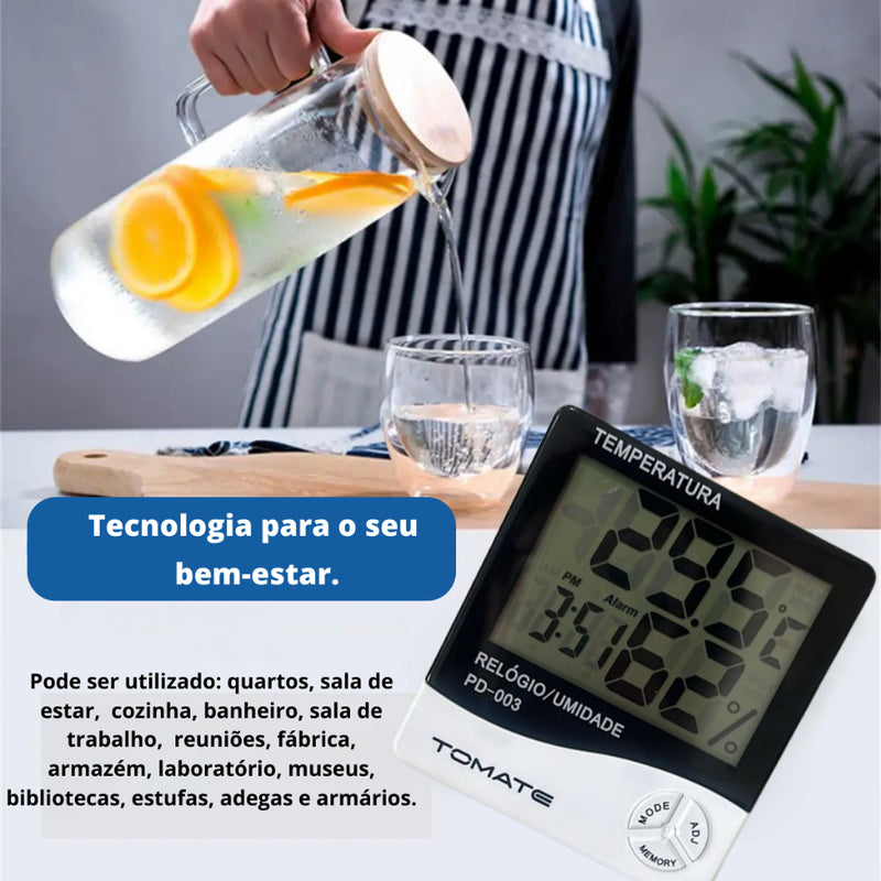 Termo-higrômetro E Relógio Digital Umidade E Temperatura