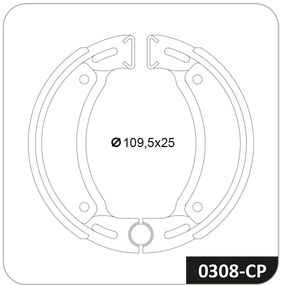 Patim de Freio Cobreq 0308-CP Yamaha Crypton T115/RD 75/RD 50/Crypton 105/TT-R 125/Axis 90/Jog 50/Bws 50, Dafra Zig 100+