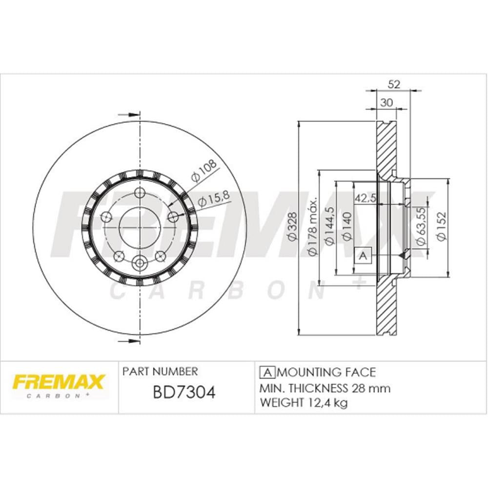 Disco de Freio Ventilado Dianteiro Fremax BD7304 Volvo XC60