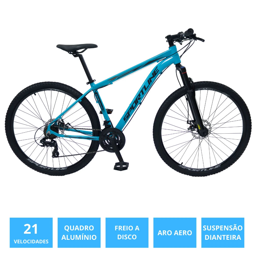 Bicicleta 29 Câmbio Importado 21v Freio a Disco ST3 Azul/Preto 17"