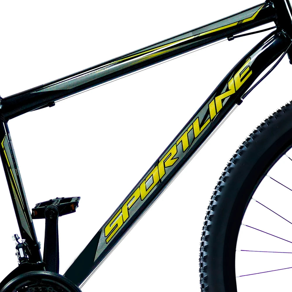 Bicicleta 29 Aço Carbono 21v Freio Disco ST13 Preto/Dourado – foto 3