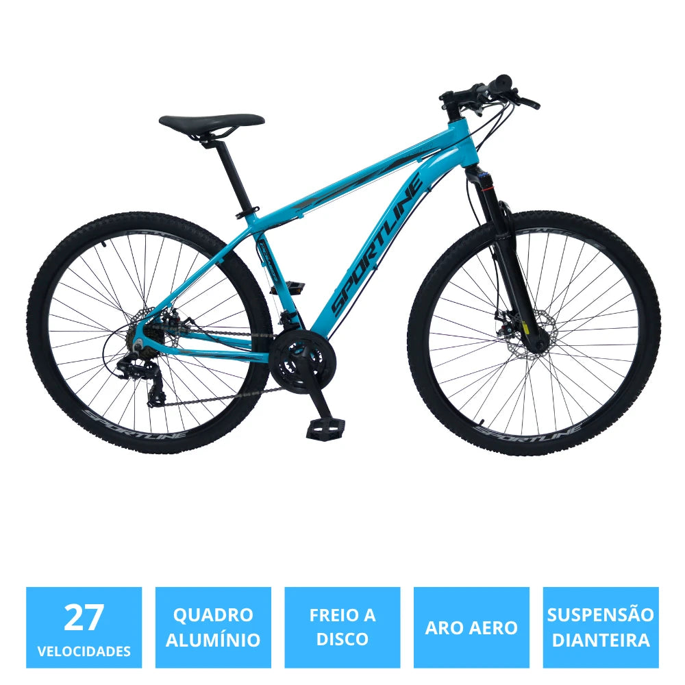 Bicicleta 29 Câmbio Importado 27v Freio Disco ST7 Azul/Preto 17"