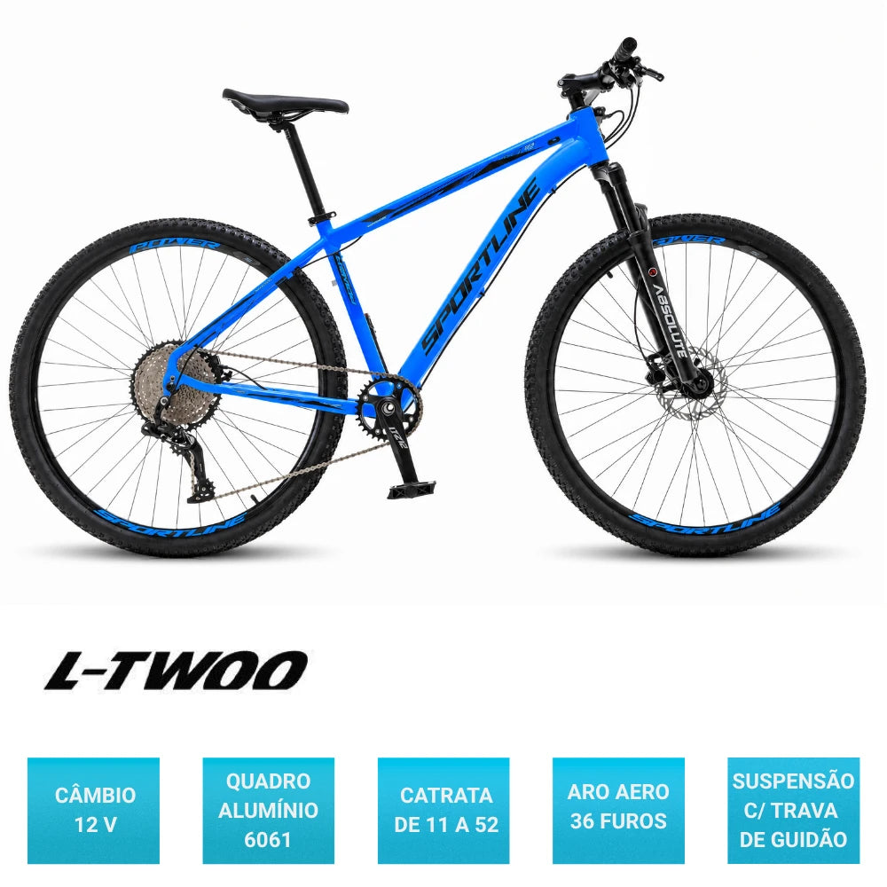 Bicicleta 29 Alum 12v LTWOO Suspensão Hidr Silver ST15 Azul/Preto 17"
