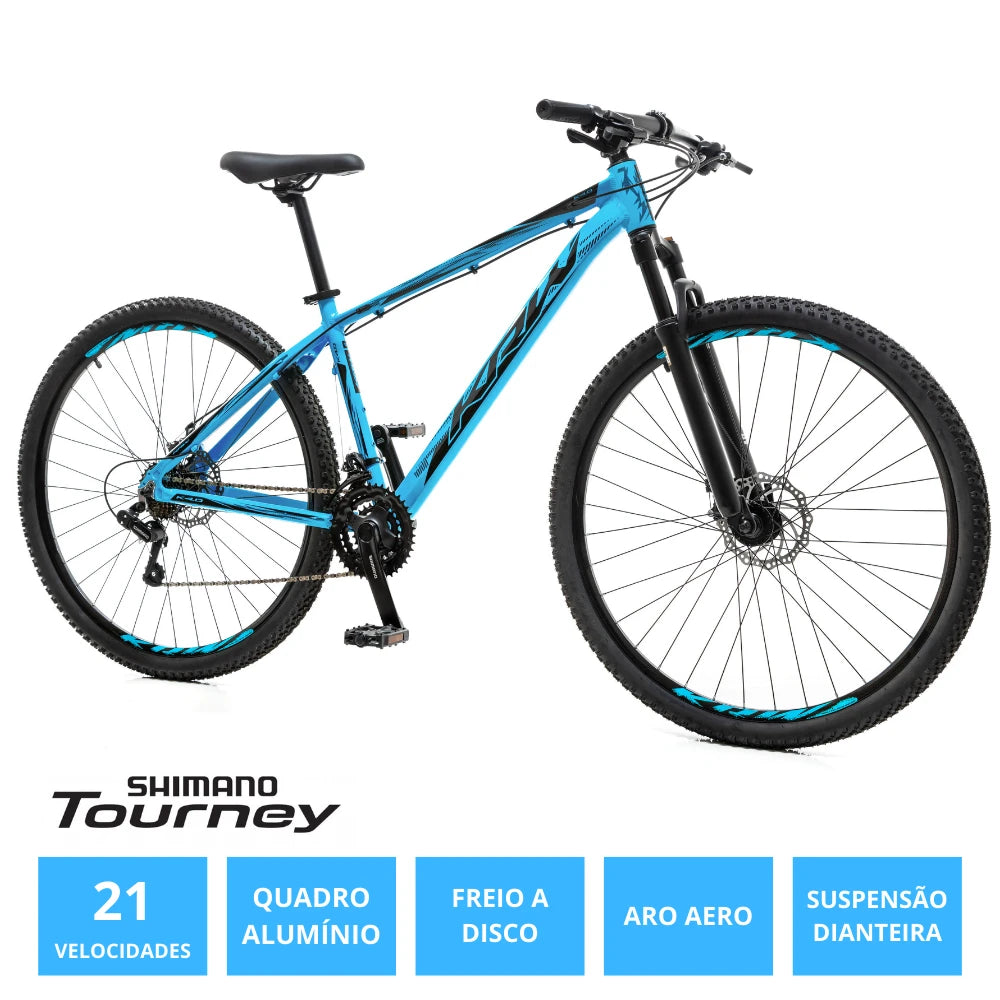 Bicicleta 29 Alumínio Shimano TZ 21v Freio a Disco W20 Azul/Preto 15.5"