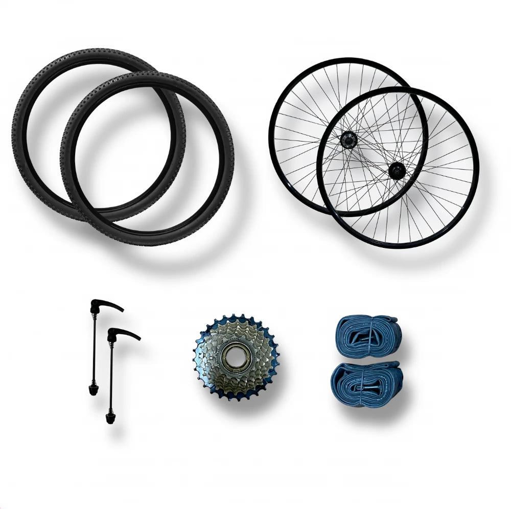 Kit par de rodas Aro 29 com pneu Alumínio Aero Cubo com Blocagem 7 Velocidades