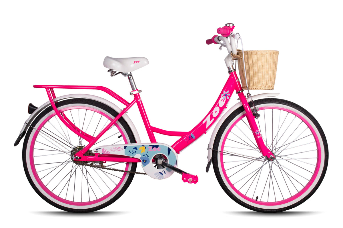 Bicicleta Aro 24 Retro Pro-X Zoe Pneu com Fixa - Rosa Neon