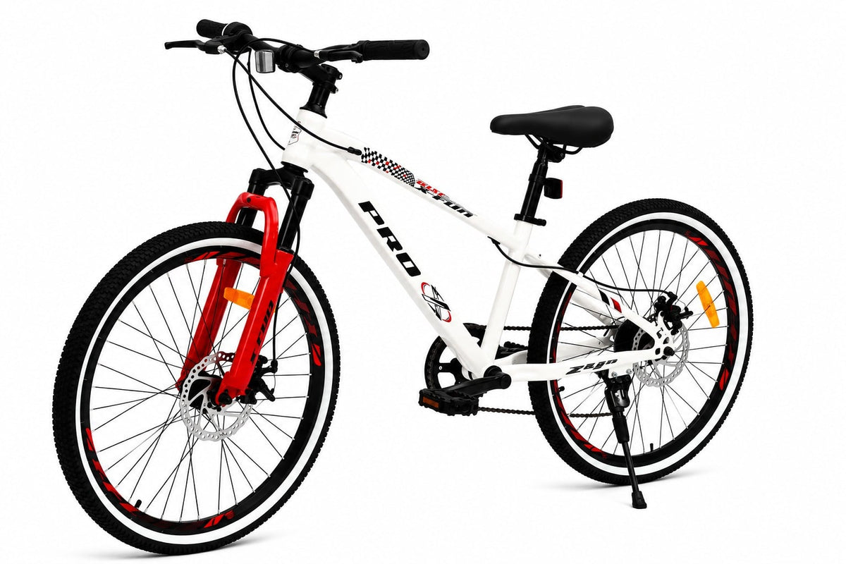 Bicicleta aro 24" pro-x x-fun freio a disc - mtb cor:branco e vermelho