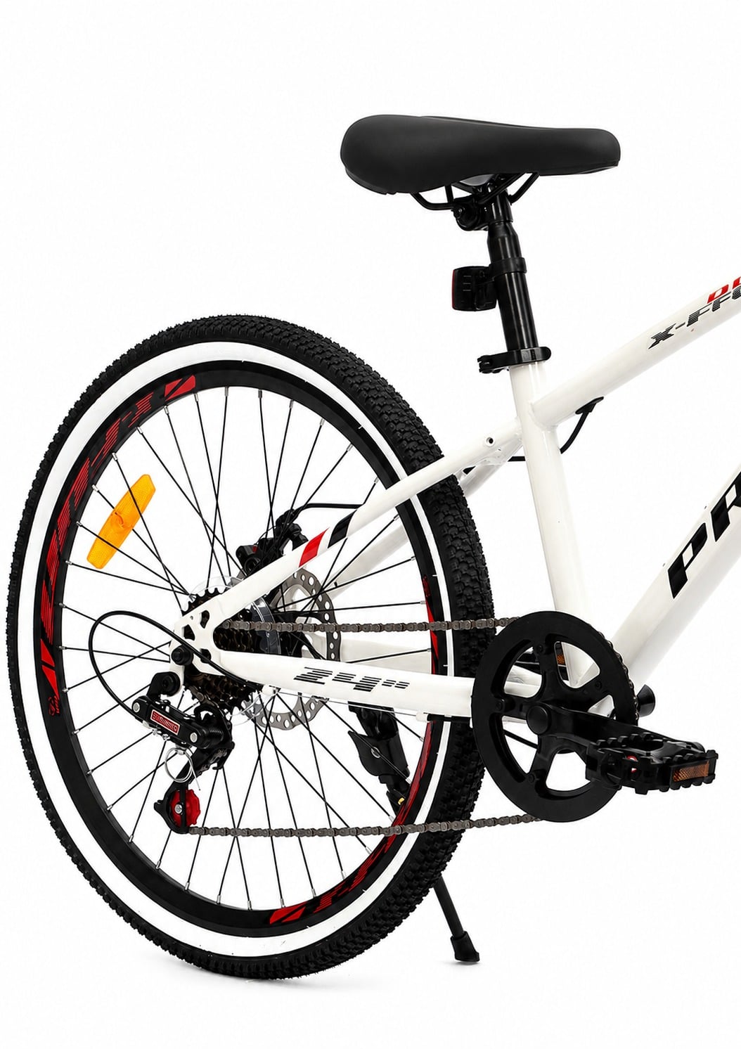 Bicicleta aro 24" pro-x x-fun freio a disc - mtb cor:branco e vermelho – foto 3