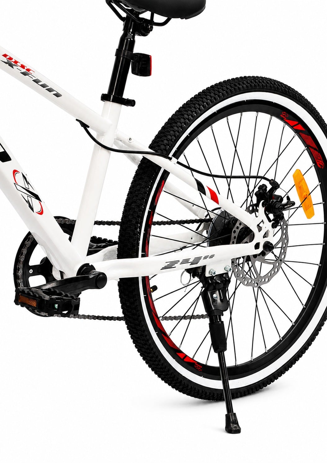 Bicicleta aro 24" pro-x x-fun freio a disc - mtb cor:branco e vermelho – foto 4