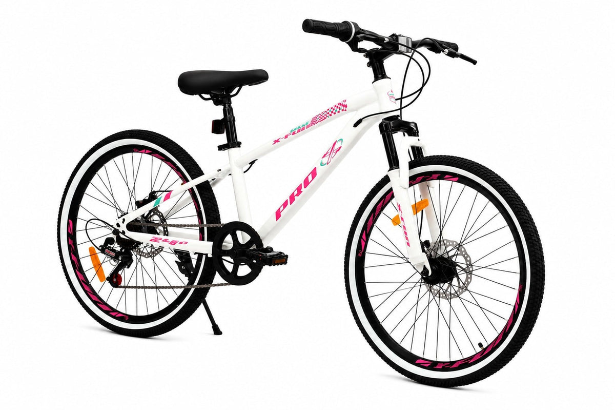Bicicleta aro 24" pro-x x-fun freio a disc - mtb cor:branco e rosa