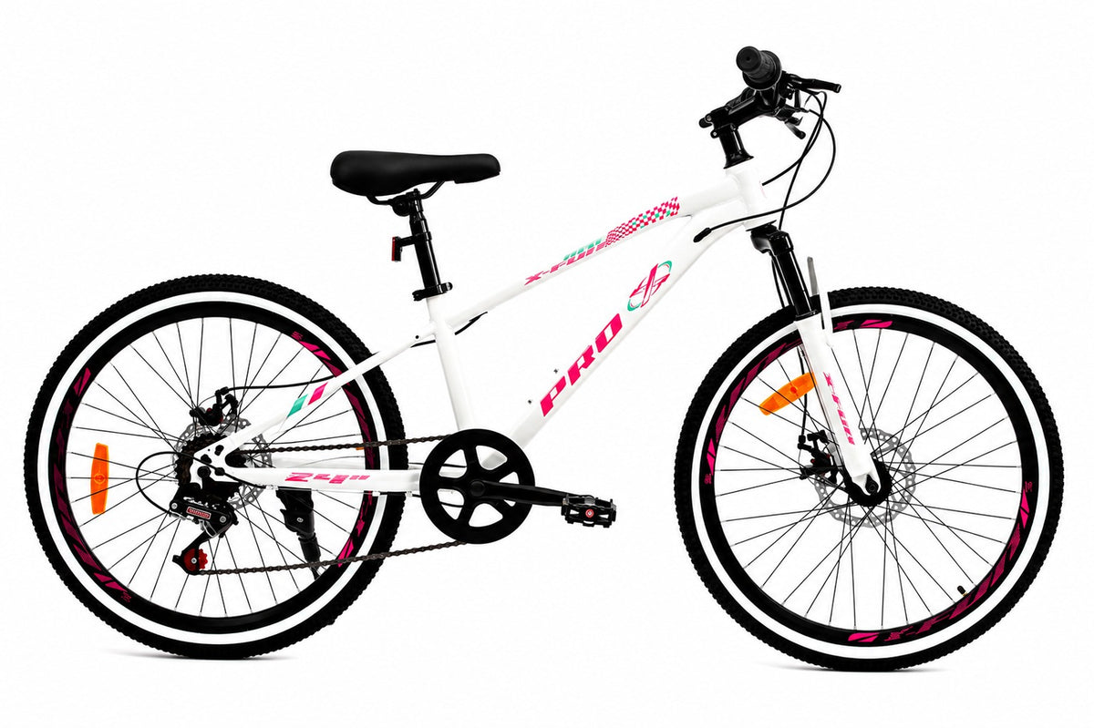 Bicicleta aro 24" pro-x x-fun freio a disc - mtb cor:branco e rosa – foto 3