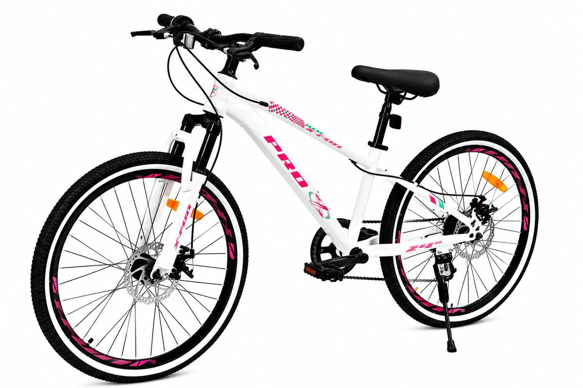 Bicicleta aro 24" pro-x x-fun freio a disc - mtb cor:branco e rosa – foto 5