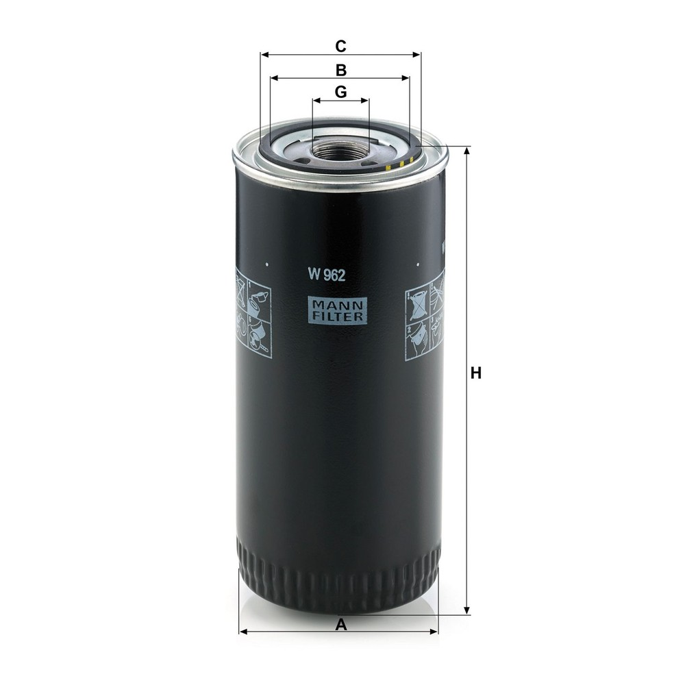 Filtro Blindado Óleo Lubrificante Mann-filter W962 Valtra 1380 4X4/985/985 S 4X4/110 Ind/118/128/980/1280 4X2/138/1280 4X4/985 S/148