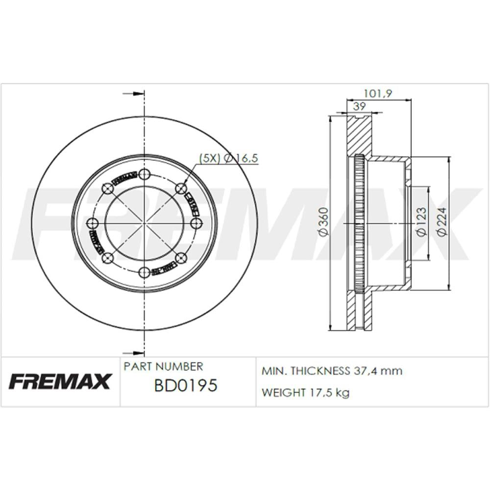 Disco Fremax BD0195 Ram 3500/2500, Dodge Ram