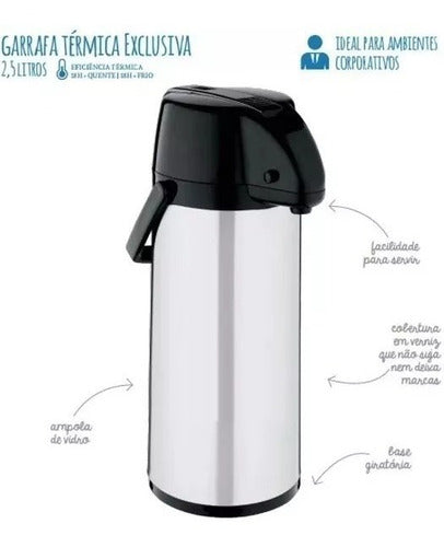 Garrafa Térmica Inox 2,5 Litros Exclusiva Café Soprano