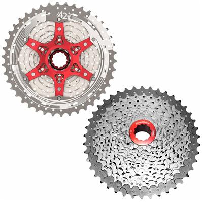Cassete, 11v, 11-42d, Aço / alumínio, Sun Race Mx8, Cog Maior / tampa / spider Alumínio, Prata, 401g Sunrace – foto 1