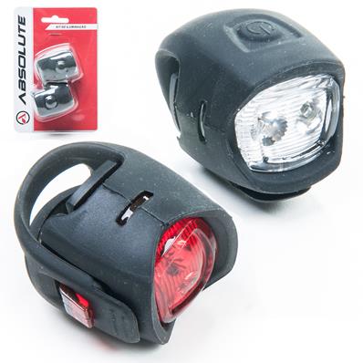 Pisca Dianteiro / traseiro, 2 Leds, 2 Modos, Baterias CR2032 Inclusas, Absolute Jy-3204, Silicone, Ipx4, Preto – Par – foto 1