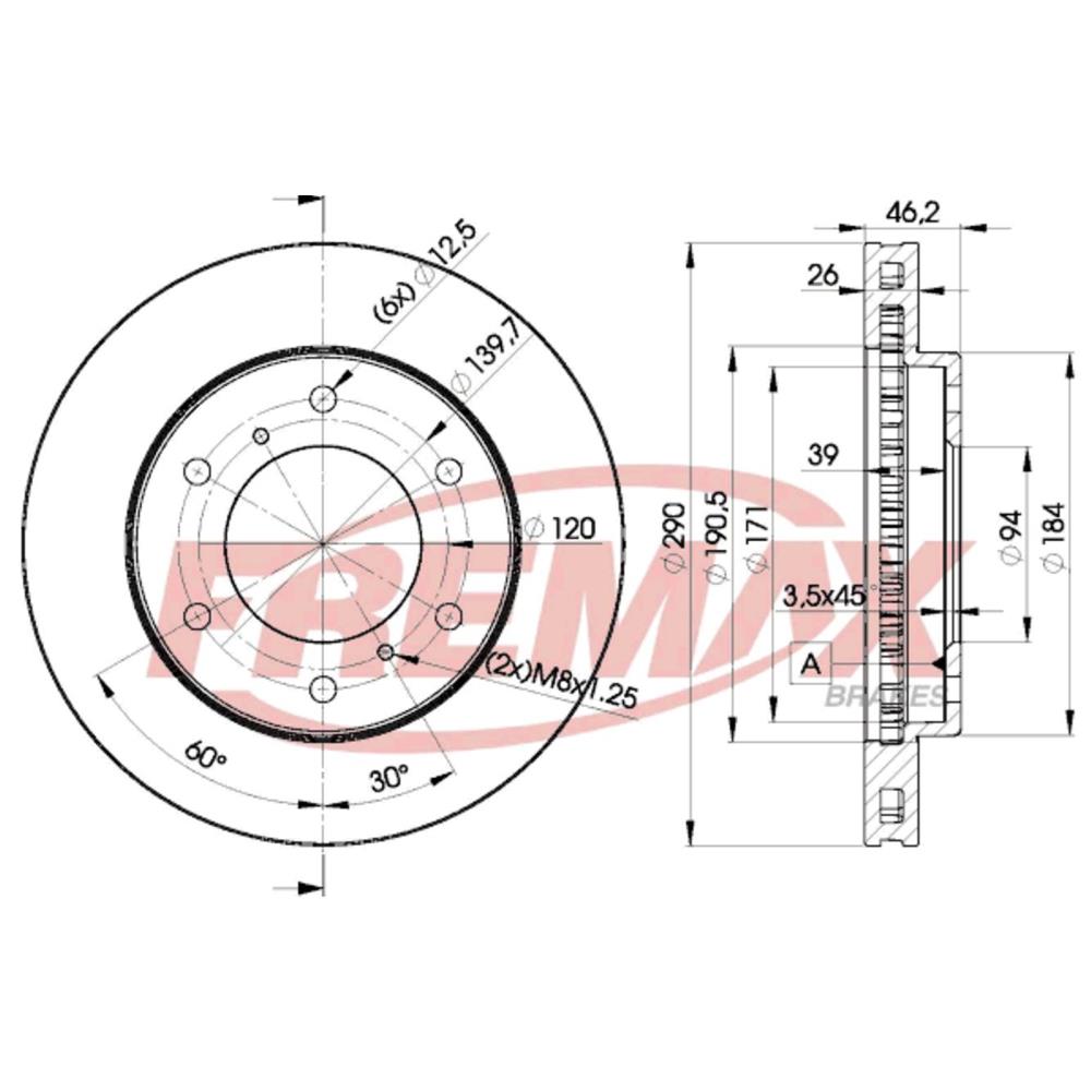 Disco de Freio Ventilado Dianteiro Fremax BD7116 Caixa com 2 Mitsubishi Pajero
