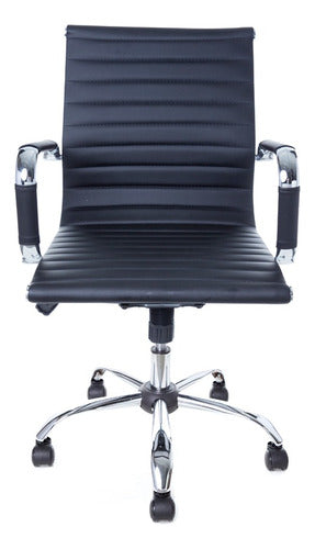 Cadeira Presidente Charles Eames Em Couro Preto Ergonomica