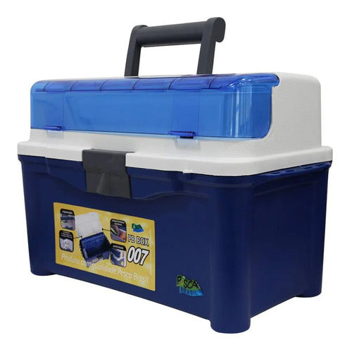 Maleta Box Para Pesca Caixa Pescador Pesca Brasil Pb007 Azul