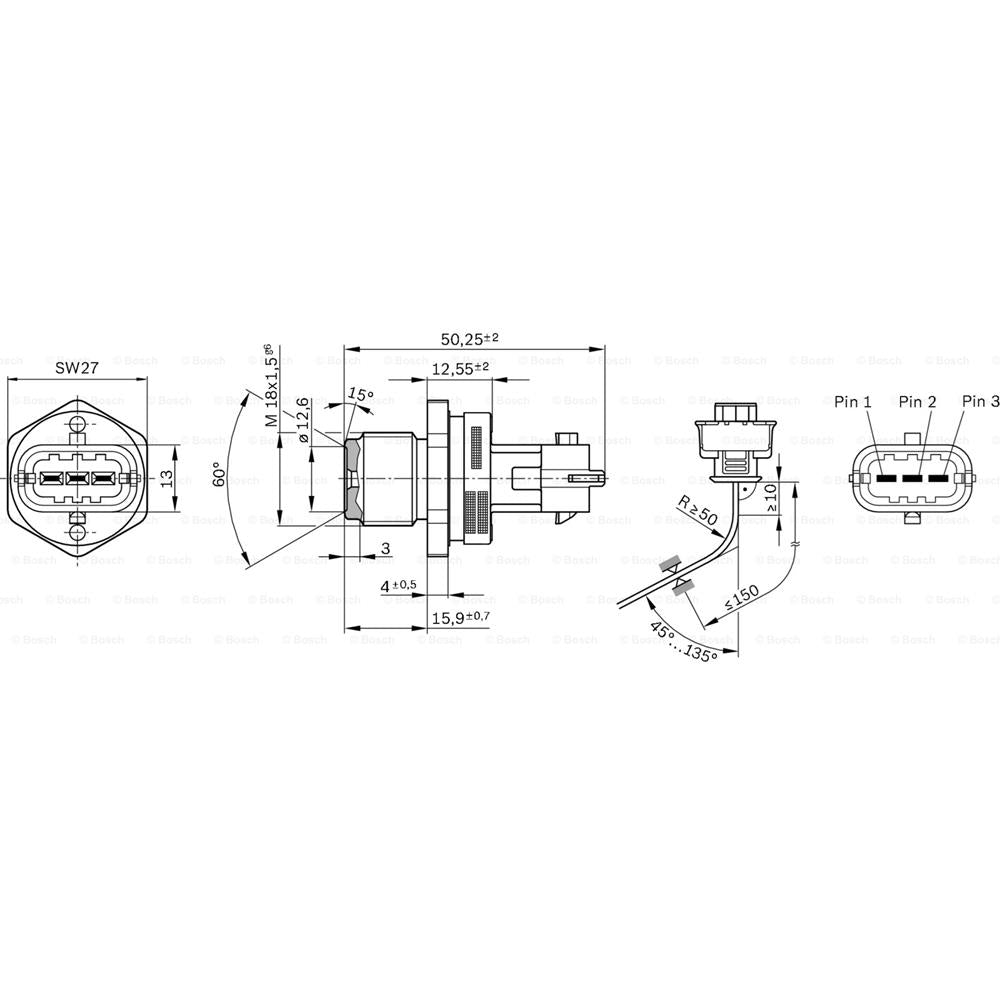 Sensor Pressão Bomba Injetora Bosch 0281002937 Man Tgx, Fiat Croma