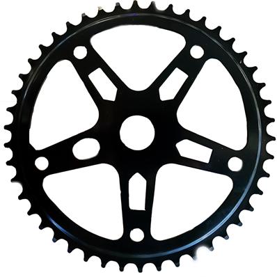 Roda Dentada, Aço, 46 Dentes, 5 Braços, Preto, com Furo para Cobre Corrente, Espessura 2,0mm Logan – foto 1