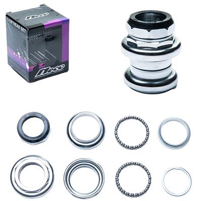 Caixa Direcão Rosca EC, Over 1.1/8 x Interno 25,4mm, Neco H841ew, Aço, Cromado, Colar 5/32x22, Caixas 34mm, Pista 30mm, Altura 27/11mm – Jogo – foto 1