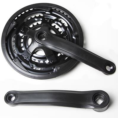 Pedivela Mtb Aço, 170mm, Encapado Preto, Coroa Aço Preto 28/38/48D Index, com Protetor Logan – Jogo – foto 1