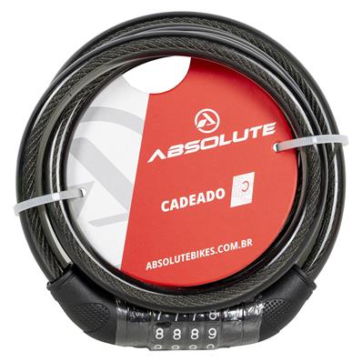 Cadeado, Segredo, Espiral, Absolute, Aço, 1850x12mm, 4 Códigos, Preto – foto 1