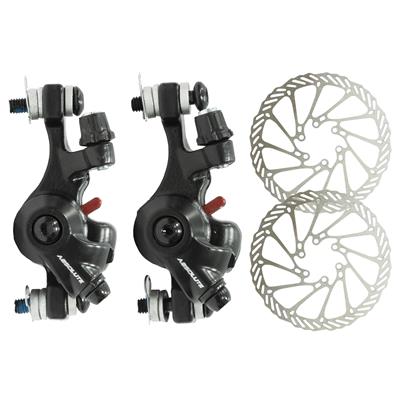 Freio Disco, Mecânico Dianteiro / traseiro, Absolute All Road, para Estrada e Gravel, Compat com Sti, Post Mount, Discos 160mm, Preto – Jogo – foto 1