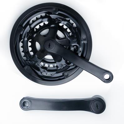 Pedivela Mtb Aco, 152mm, Encapado Preto, Coroa Aço Preto 28/38/48D Index, com Protetor Logan – Jogo – foto 1